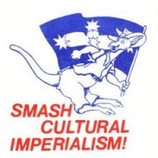 Anti-Americanisation sticker from the 1980s